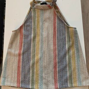 W5 Women's Sleeveless Multicolored Rainbow Button Back Halter Top